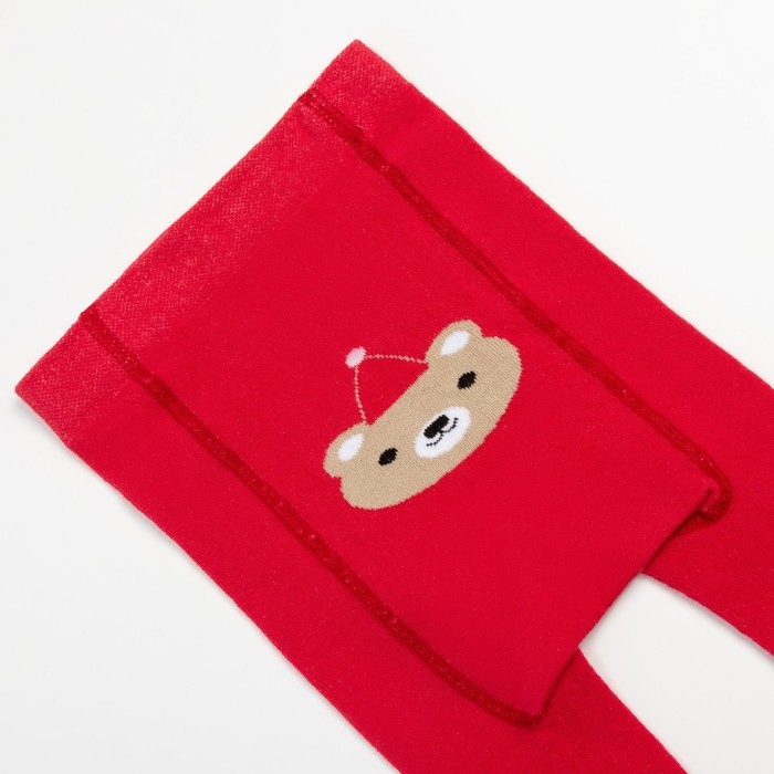 Новый год.Колготки Крошка Я "Мишка", красный, рост 62-68 см