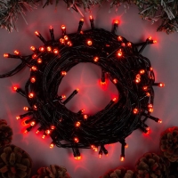 Гирлянда &laquo;Нить&raquo; 10 м, IP20, тёмная нить, 100 LED, свечение красное, 8 режимов, 220 В