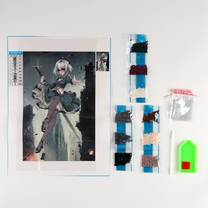 Алмазная мозаика с частичным заполнением на холсте «Девушка с клинком», 20 х 30 см Алмазная мозаика с частичным заполнением на холсте «Девушка с клинком», 20 х 30 см