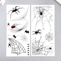 Татуировка на тело чёрная "Пауки и паутины" МИКС 10х21 см Татуировка на тело чёрная "Пауки и паутины" МИКС 10х21 см