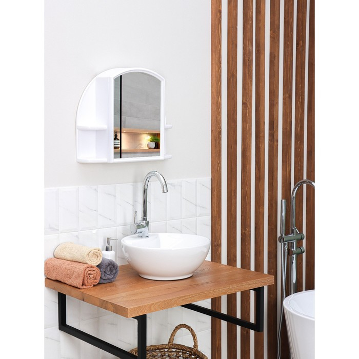 Шкафчик для ванной комнаты с зеркалом &laquo;Орион&raquo;, цвет снежно-белый