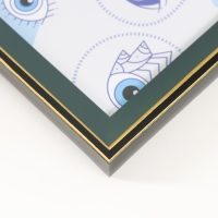 Фоторамка пластик 10х15 см "Зелёный с золотым обрамлением" 12х17 см