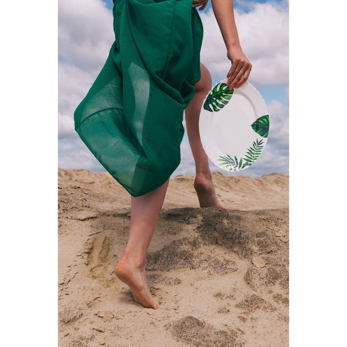 Тарелка десертная Avvir &laquo;Лист папоротника&raquo;, d=21,5 см, стеклокерамика, цвет белый