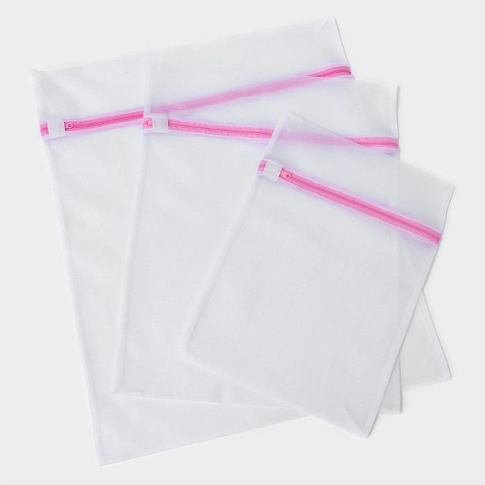 Мешки для стирки, 4 шт: L= 60&times;50, M=50&times;40, S=40&times;30, Цилиндр=15&times;16, цвет белый