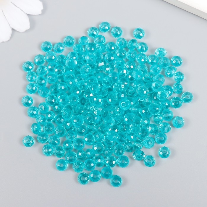Бусины для творчества пластик "Кристалл с гранями морская волна" набор 20 гр 0,4х0,6х0,6 см