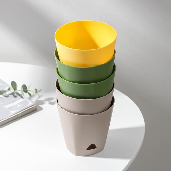 Набор горшков для цветов с прикорневым поливом Amsterdam, 650 мл, 5 шт, цвет МИКС Набор горшков для цветов с прикорневым поливом Amsterdam, 650 мл, 5 шт, цвет МИКС