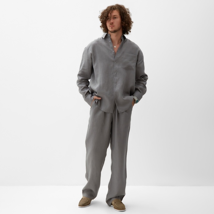 Рубашка мужская с длинным рукавом MIST р.50, серый Рубашка мужская с длинным рукавом MIST р.50, серый