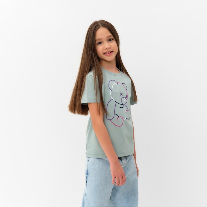 Футболка детская MINAKU "Gummy bear", цвет аквамарин, рост 128 см