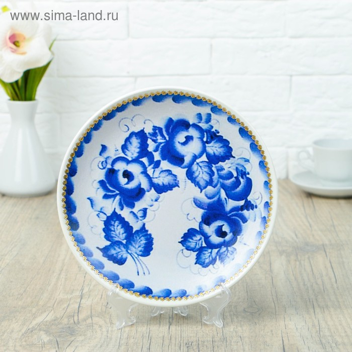 Тарелка декоративная &laquo;Рисунок Гжель&raquo;, D = 20 см