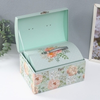 Шкатулка картон сундучок "Крупные бутоны" набор 3 шт 26х18х16,5 24х16х14,5 22х14х12,7 см