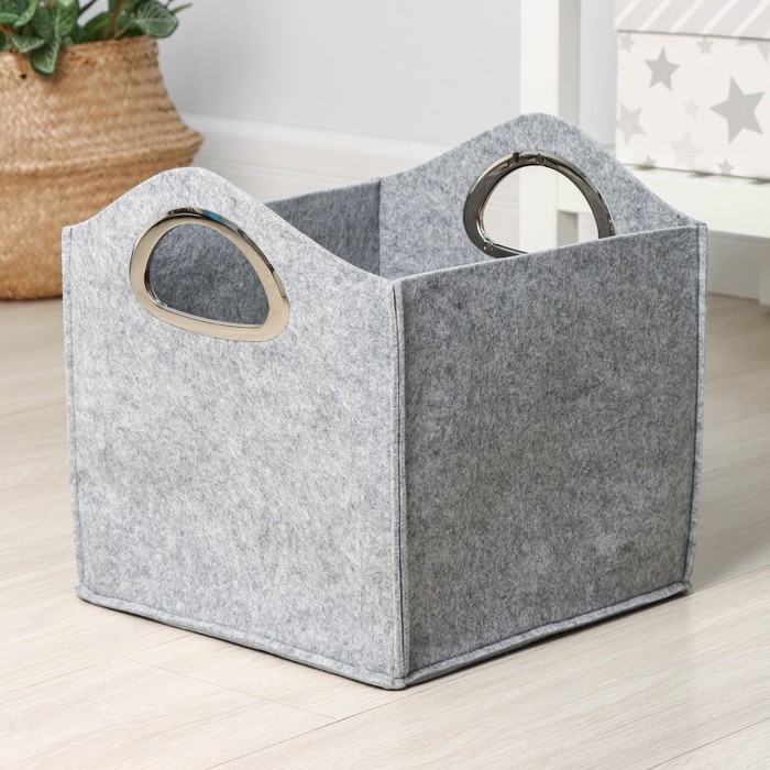 Органайзер для хранения SILVER, 31&times;31&times;32 см, 24 л, с ручками, цвет светло-серый