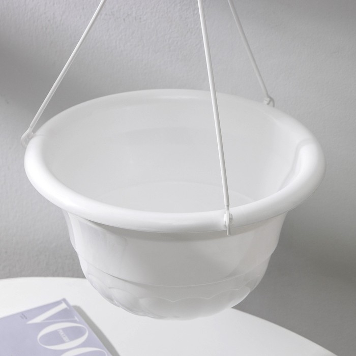 Кашпо для цветов подвесное «Грация», 4,5 л, пластик, цвет белый Кашпо для цветов подвесное «Грация», 4,5 л, пластик, цвет белый