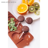 Форма для леденцов Доляна &laquo;Смайл&raquo;, силикон, 24&times;9,5 см, 6 ячеек (d=4 см), с палочками, цвет МИКС