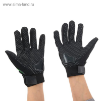 Перчатки мотоциклетные с защитными вставками, пара, размер L, черно-зеленый Перчатки мотоциклетные с защитными вставками, пара, размер L, черно-зеленый