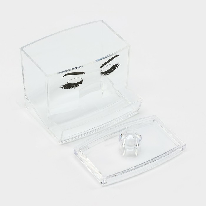 Органайзер для хранения ватных палочек &laquo;Глаза&raquo;, 10,5 х 9,5 см, прозрачный