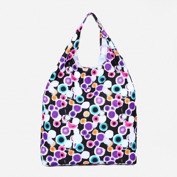 Сумка хозяйственная на кнопке, складная, цвет чёрный/разноцветный