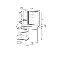 Стол туалетный "Оливия", 1070х453х1466, Дуб Крафт Серый/Скандинавское дерево белое Стол туалетный "Оливия", 1070х453х1466, Дуб Крафт Серый/Скандинавское дерево белое