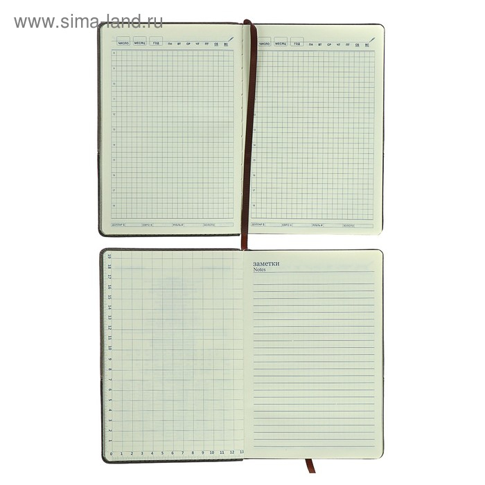 Ежедневник недатированный А5, 140 листов, тонированный срез, в клетку, обложка пвх, МИКС