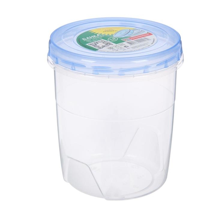 Банка для хранения продуктов, 1,3 л, пластик, прозрачная, крышка МИКС