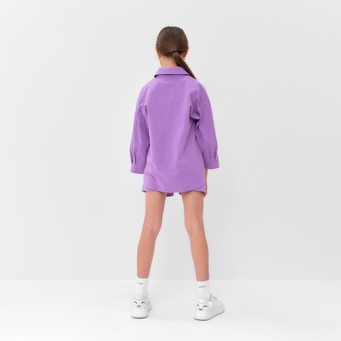 Костюм для девочки (рубашка и шорты) MINAKU, цвет сиреневый, рост 122-128 см