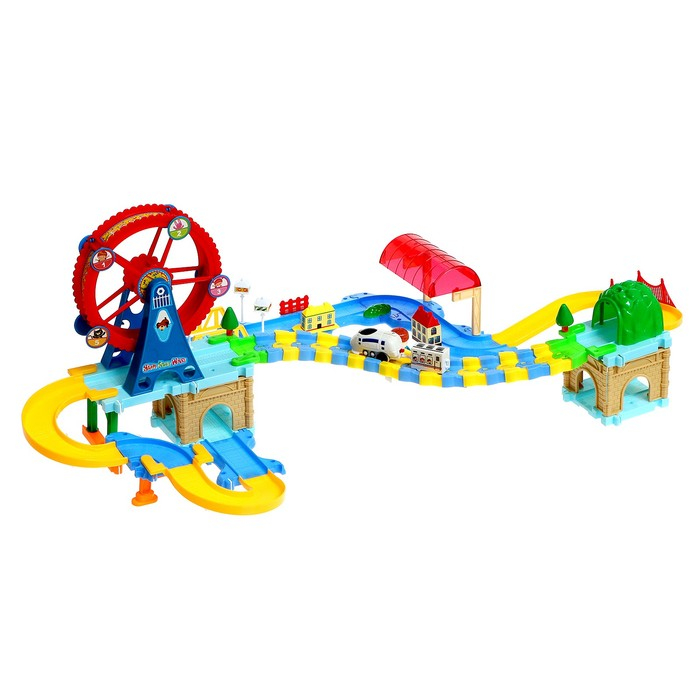 Железная дорога «Парк развлечений», световые и звуковые эффекты, работает от батареек Железная дорога «Парк развлечений», световые и звуковые эффекты, работает от батареек