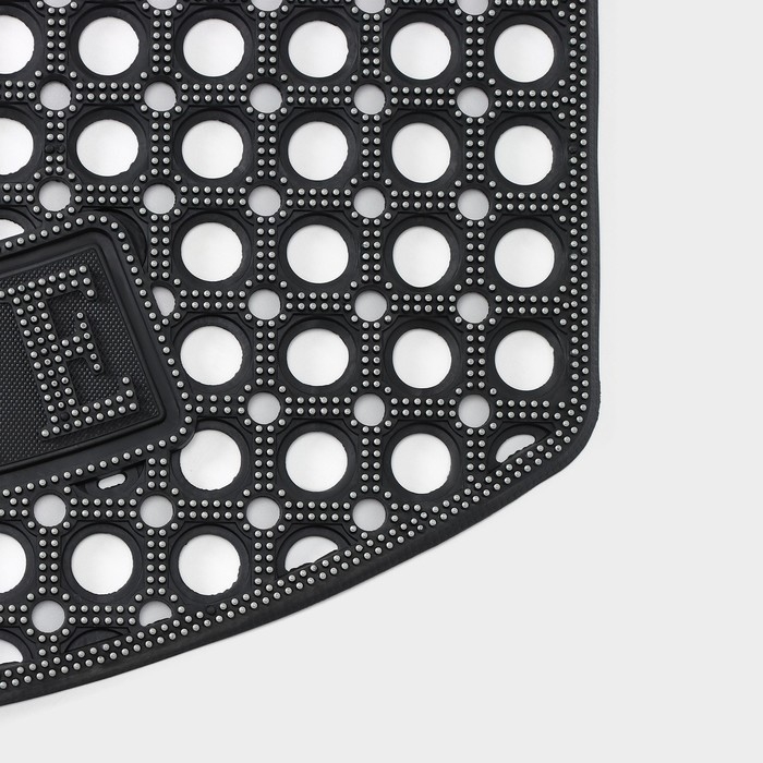 Коврик придверный ячеистый Доляна &laquo;Добро пожаловать&raquo;, 43&times;73 см, цвет чёрный