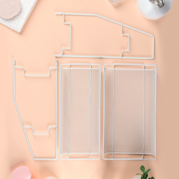 Органайзер для хранения косметических средств/принадлежностей, двухуровневый, 31 &times; 32 &times; 16.5 см, цвет белый