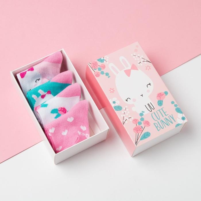 Набор новогодних носков Крошка Я &laquo;Зайка&raquo;, 4 пары, 12-14 см