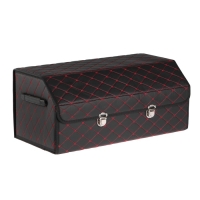 Органайзер кофр в багажник автомобиля, саквож 68&times;32&times;30 см, экокожа, с красной строчкой