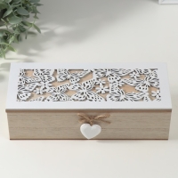 Шкатулка дерево 3 деления "Бабочки и цветы" 9,7х24х7 см