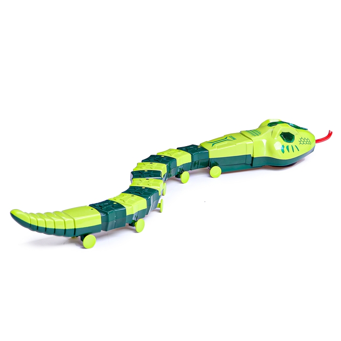 Животное &laquo;Змея&raquo;, световые эффекты, работает от батареек, 11 деталей, цвет зелёный