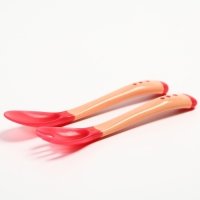 Набор приборов для кормления: термовилка и термоложка, 2 шт., цвет красно-бежевый Набор приборов для кормления: термовилка и термоложка, 2 шт., цвет красно-бежевый
