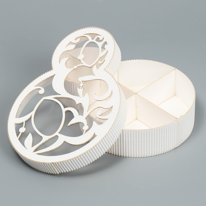 Коробка подарочная, кондитерская упаковка «8 марта» белая, 22 х 16 х 5 см Коробка подарочная, кондитерская упаковка «8 марта» белая, 22 х 16 х 5 см