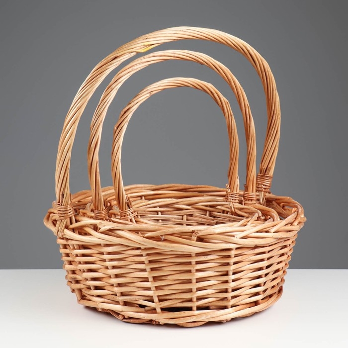 Набор корзин, 3 шт, 39&times;14/40 см,  30&times;12/35 см, 25&times;10/30 см, ива