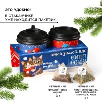 Подарочный набор новогодний &laquo;Тепло на двоих&raquo;: чай чёрный с грецким орехом и корицей, чай чёрный травяной