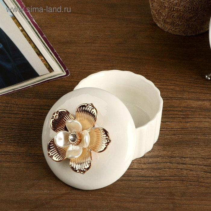 Шкатулка керамика Шкатулка керамика "Золотой цветок" МИКС 6х7,3х7,3 см