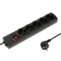 Сетевой фильтр Luazon Lighting, 5 розеток, 3 м, 2200 Вт, 3х0.75 мм2, 10 A, 220 В, c предохранителем, черный Сетевой фильтр Luazon Lighting, 5 розеток, 3 м, 2200 Вт, 3х0.75 мм2, 10 A, 220 В, c предохранителем, черный