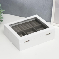 Шкатулка дерево под часы 3 деления и бижутерию "Белоснежная" 7,4х18х22 см