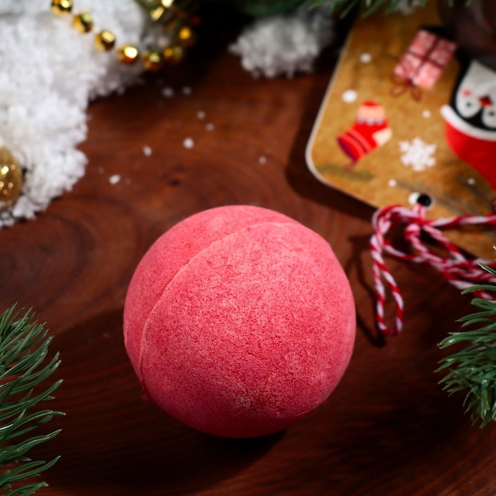 Новый год. Новогодняя бомбочка для ванны &laquo;Пингвин&raquo;, красный, 120 г
