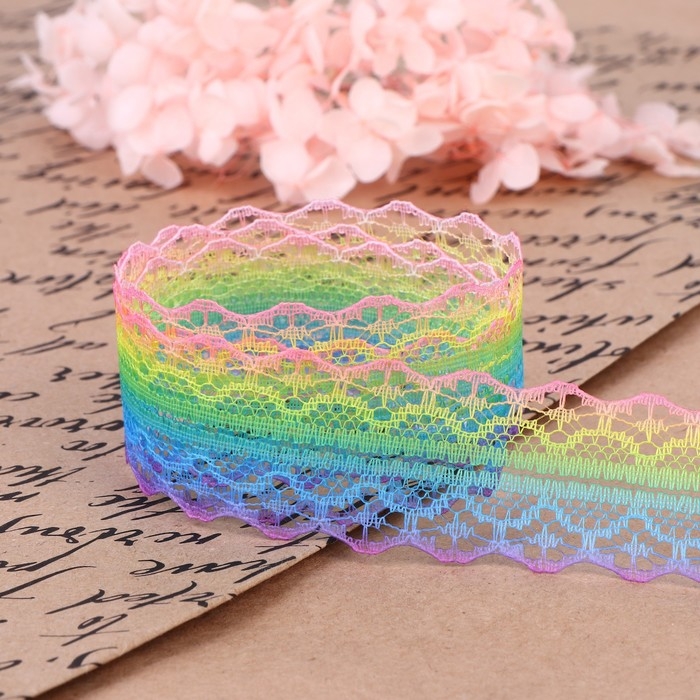 Кружево капроновое &laquo;Радуга яркая&raquo;, 28 мм &times; 10 &plusmn; 1 м, цвет разноцветный №1