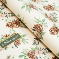 Новый год. Бумага упаковочная крафт "Шишки",1 лист , 70 х 100 см Новый год. Бумага упаковочная крафт "Шишки",1 лист , 70 х 100 см