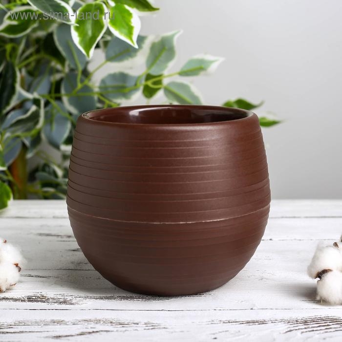 Горшок для цветов c поддоном &laquo;Япония&raquo;, 2 л, цвет тёмно-коричневый