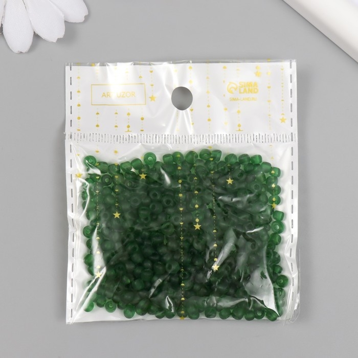 Бисер стекло 6/0 Бисер стекло 6/0 "Матовый полупрозрачный. Зелёный мох" 30 гр