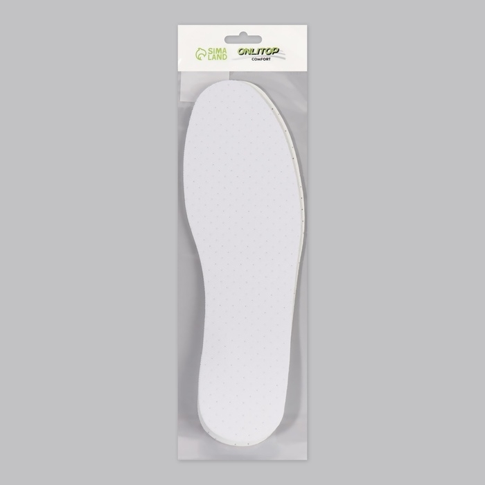 Стельки для обуви, универсальные, с подпяточником, дышащие, р-р RU до 46 (р-р Пр-ля до 47), 29 см, пара, цвет белый