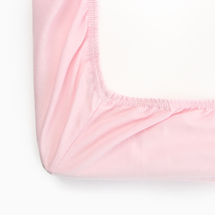 Трикотажная простыня на резинке 120х200х20см, розовый, кулирка 120г/м, хл100%