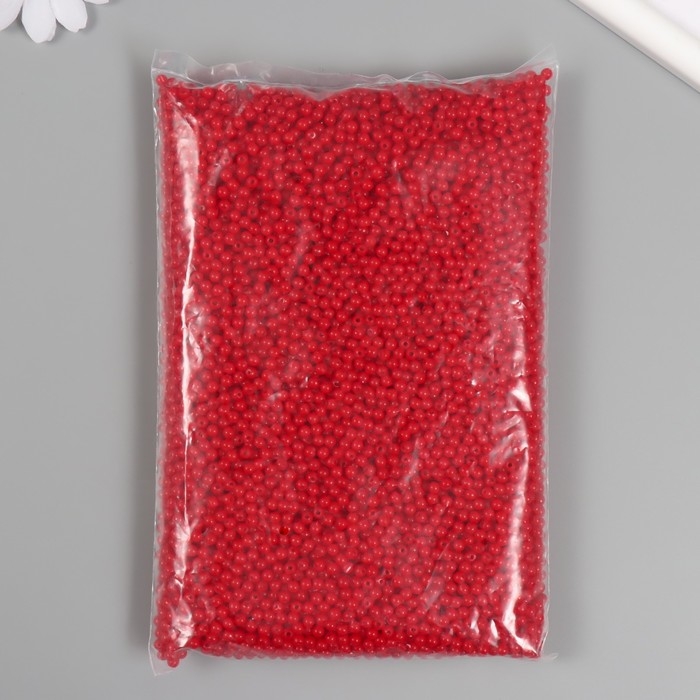 Набор бусин "Жемчуг" d 4 мм, 250 гр, красный