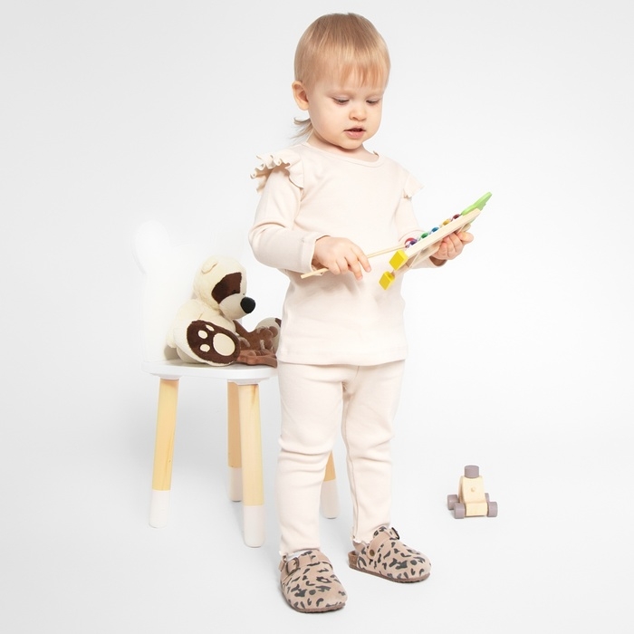 Комплект (лонгслив и брюки) для девочки MINAKU, цвет светло-бежевый, рост 74-80 см