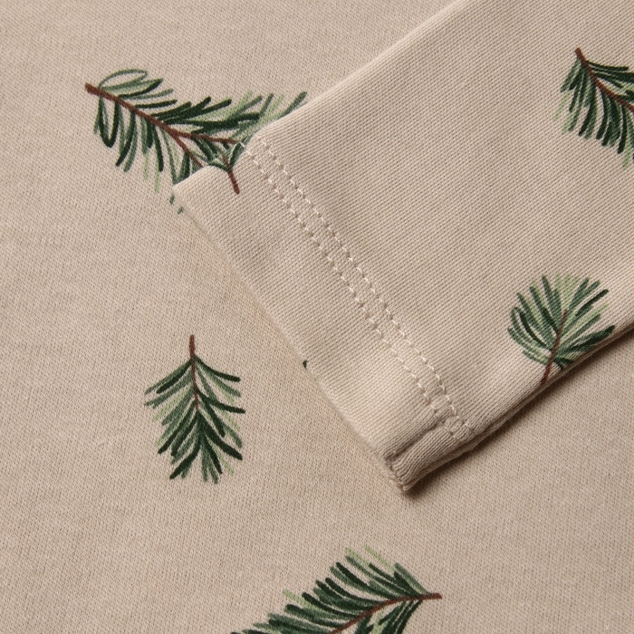 Новый год. Костюм (штанишки и кофточка) Крошка Я "Еловые веточки", рост 62-68 см, бежевый