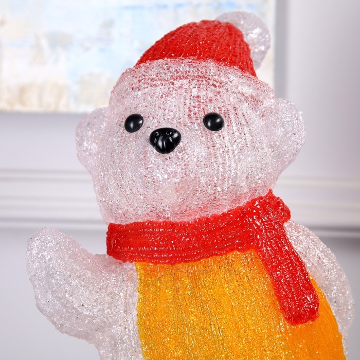 Светодиодная фигура &laquo;Мишка на доске&raquo; 25 &times; 35 &times; 19 см, акрил, 50 LED, 220 В, свечение белое