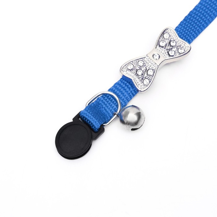 Ошейник кошачий Ошейник кошачий "Бантик" со стразами, 30 х 1 см, синий